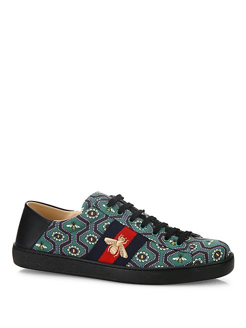 Gucci - New Ace Bee-Print Sneakers