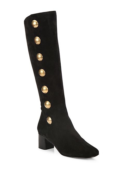 Chloé - Orlando Tall Studded Suede Block Heel Boots