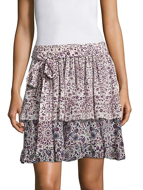 L'AGENCE - Rosie Floral Print Ruffled Silk Skirt
