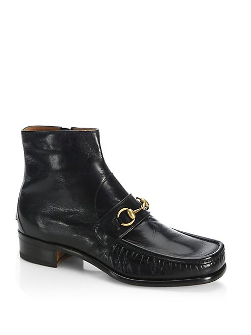 Gucci - Horsebit Leather Ankle Boots