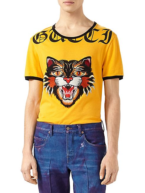 Gucci - Cotton T-Shirt with Cat Appliqué