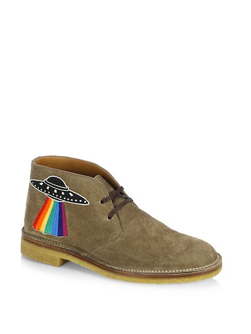 Gucci - New Moreau Embroidered Suede Chukka Boots