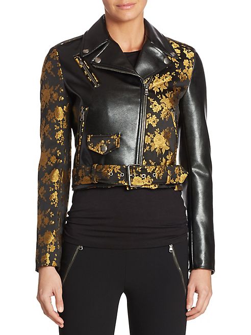 Moschino - Floral-Print Leather Jacket