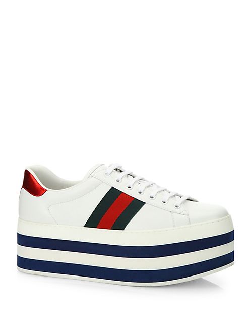 Gucci - New Ace Leather Platform Sneakers