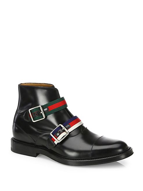 Gucci - Beyond Double Buckle Leather Ankle Boots