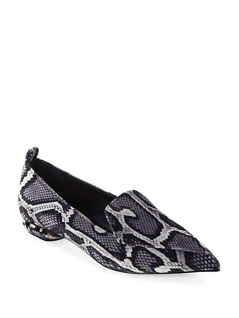 Nicholas Kirkwood - Beya Python-Print Velvet Flats