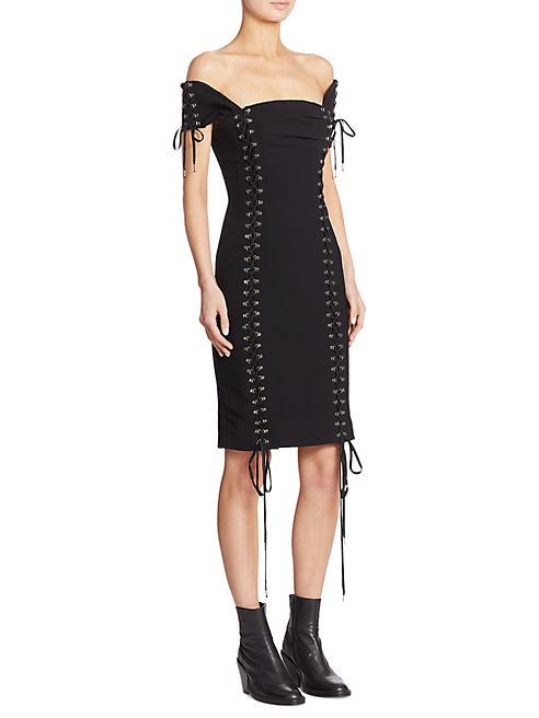 Moschino - Off-The-Shoulder Lace-Up Dress