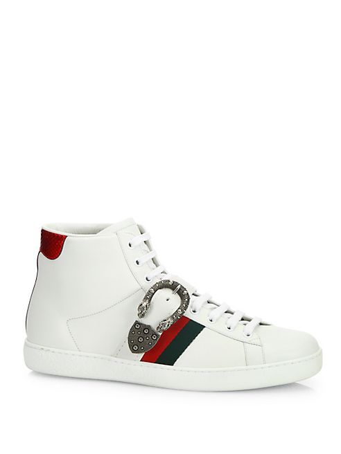 Gucci - New Ace Belt Leather High-Top Sneakers