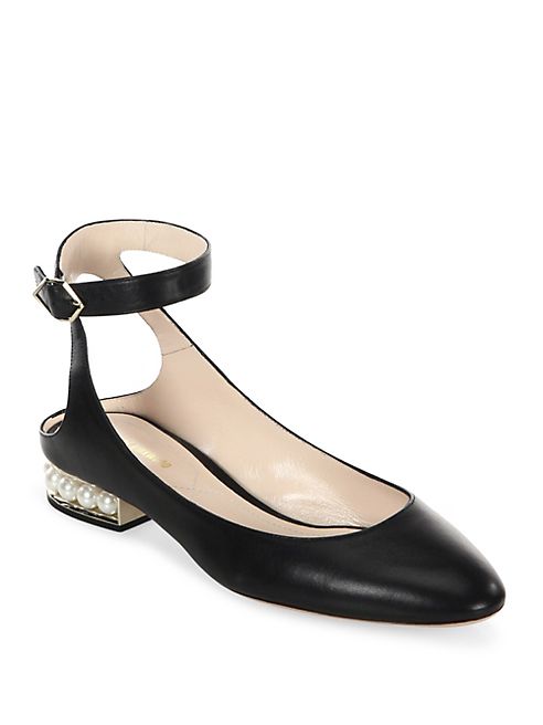 Nicholas Kirkwood - Lola Pearl Leather Ankle Strap Ballet Flats