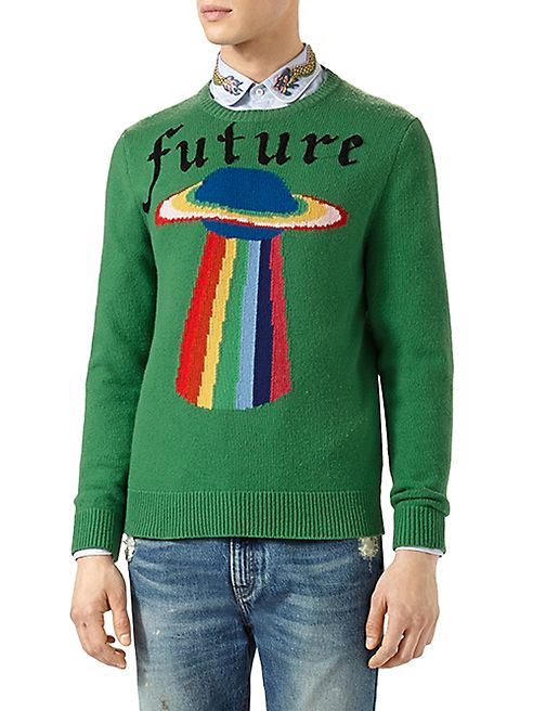 Gucci - Wool Sweater with Planet Intarsia