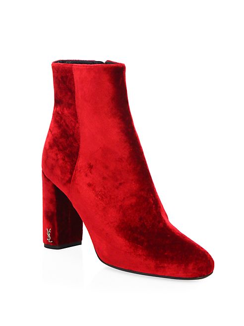 Saint Laurent - LouLou Velvet Block Heel Booties