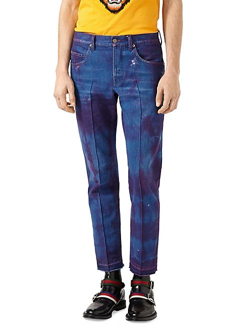 Gucci - Stone-Washed Tapered Jeans with Dragon