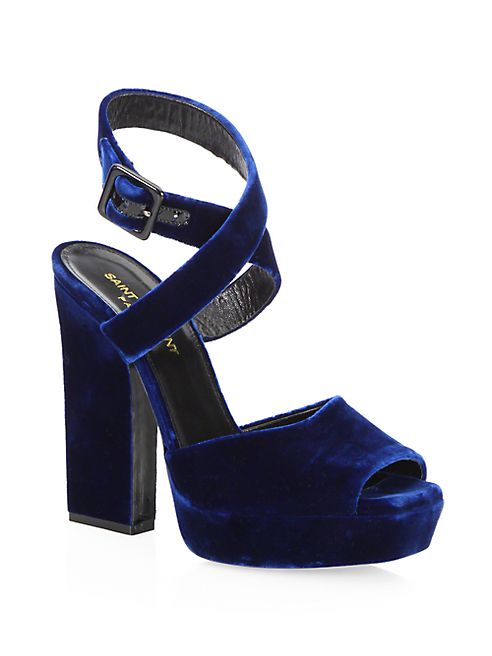 Saint Laurent - Debbie Velvet Platform Sandals