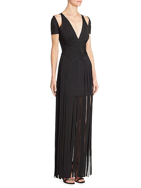 Herve Leger - Deep V-Neck Knit Gown