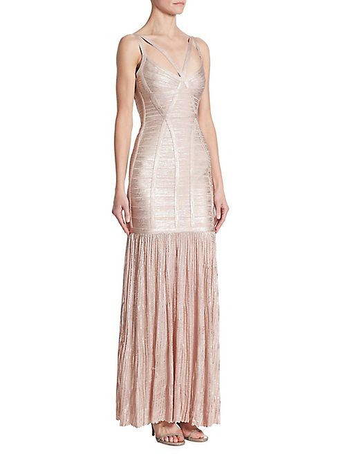 Herve Leger - Metallic Evening Gown