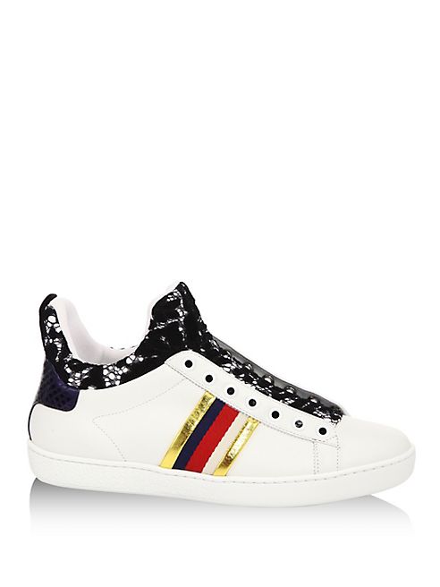 Gucci - New Ace Lace-Detail Leather High-Top Sneakers