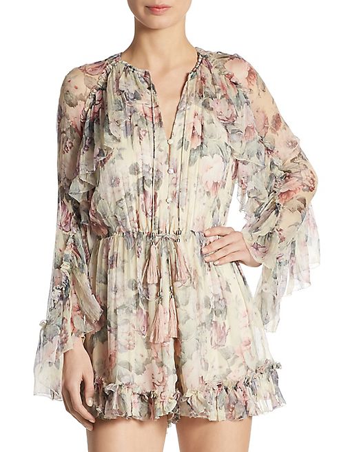 Zimmermann - Mercer Floating Floral Silk Romper