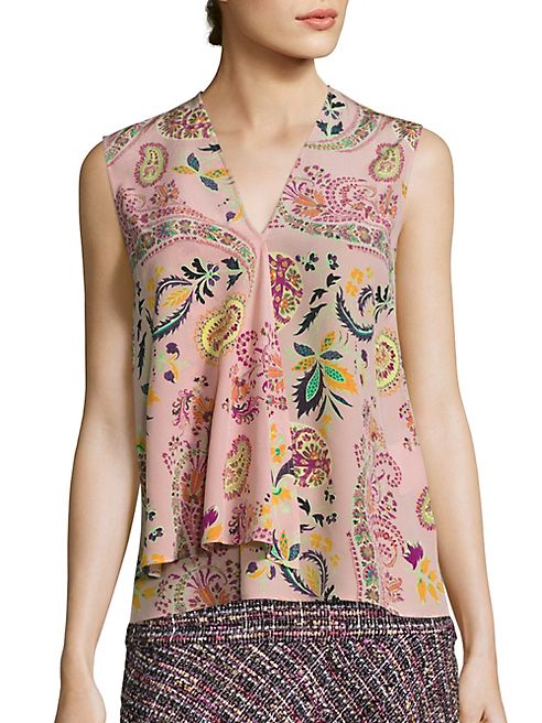 Etro - Paisley-Print Silk V-Neck Top