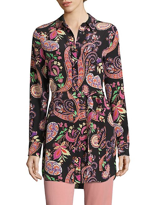 Etro - Belted Paisley-Print Silk Tunic