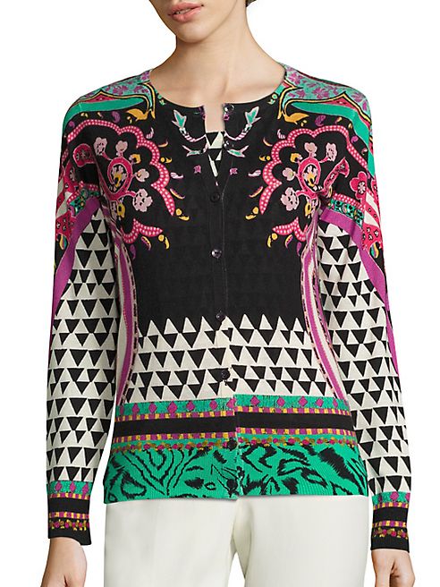 Etro - Geometric-Print Silk & Cashmere Twinset