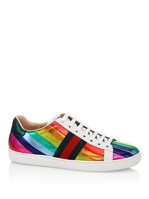 Gucci - New Ace Metallic Rainbow Sneakers