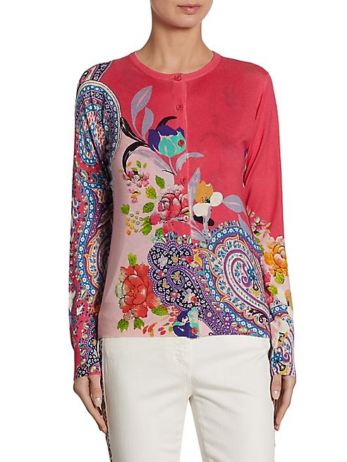 Etro - Floral Paisley-Print Silk & Cashmere Twinset