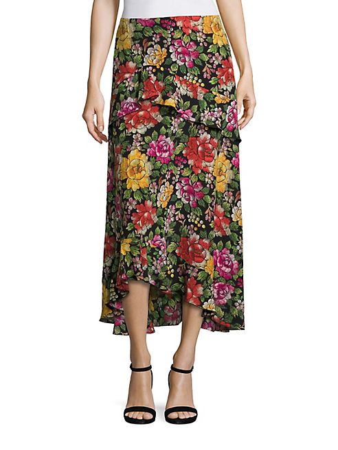 Etro - Ruffled Floral-Print Silk Skirt