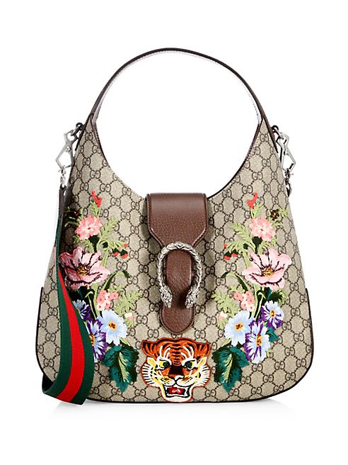 Gucci - Embroidered GG Supreme Hobo Bag