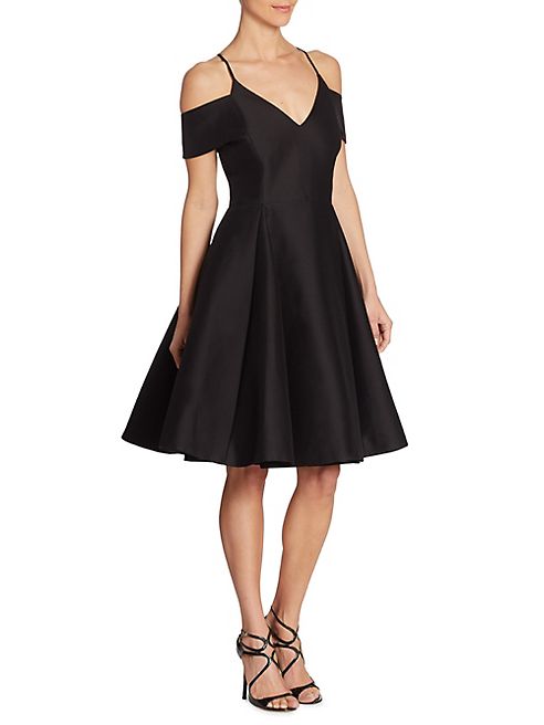 Halston Heritage - Silk Faille Cold Shoulder Dress