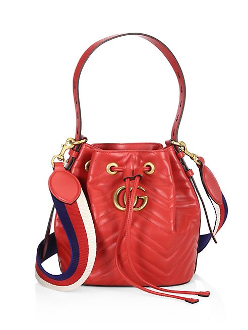 Gucci - GG Marmont Chevron Quilted Leather Bucket Bag