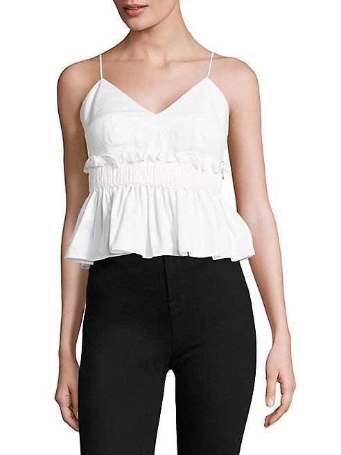 KENDALL + KYLIE - Cropped Peplum Cotton Camisole