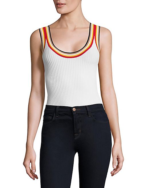 KENDALL + KYLIE - Rainbow Trim Rib-Knit Bodysuit