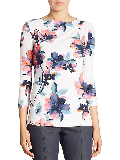 St. John - Floral-Print Jersey Top