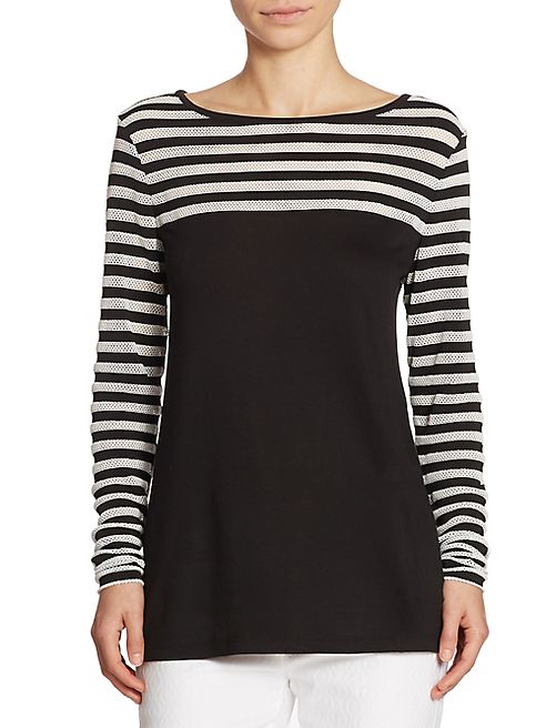 St. John - Mesh Striped Top