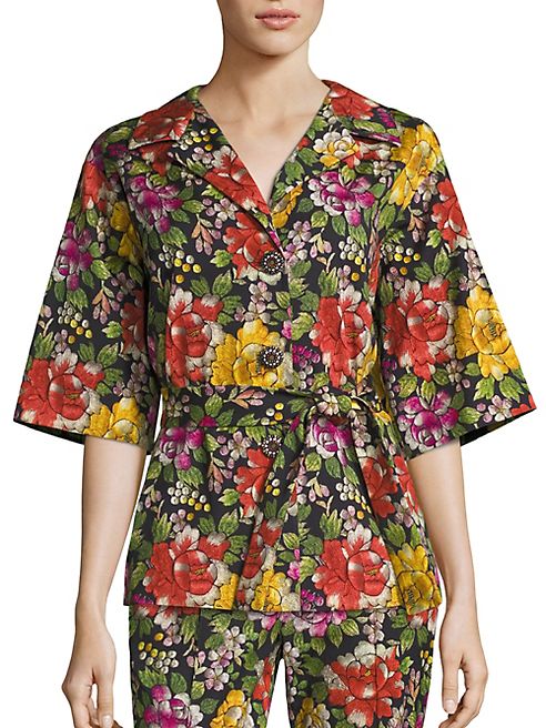 Etro - Short Belted Floral-Print Topper