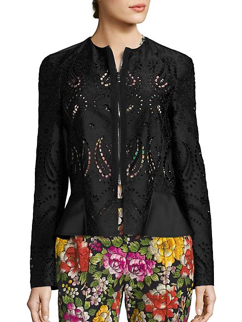 Etro - Laser-Cut Eyelet Peplum Jacket