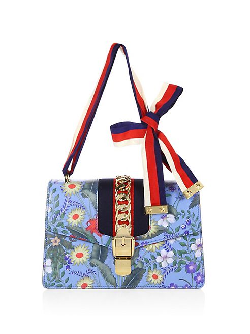 Gucci - Sylvie Flora Leather Shoulder Bag