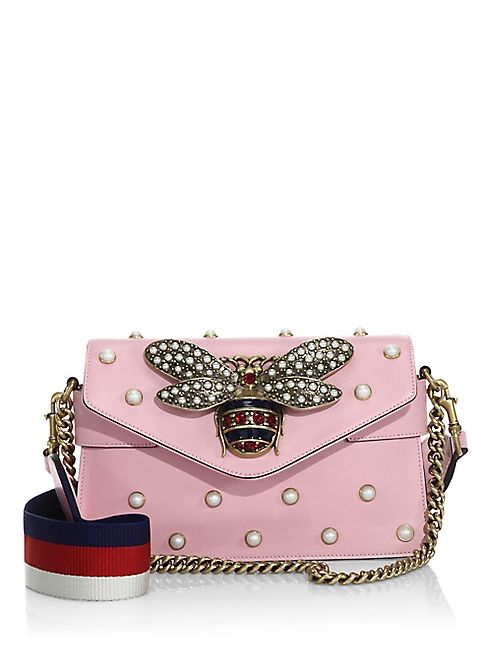 Gucci - Broadway Pearly Embellished Leather Clutch