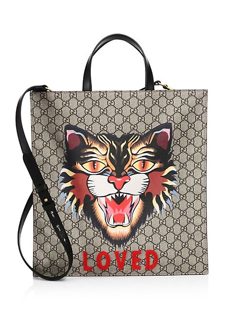 Gucci - Angry Cat-Print Soft GG Supreme Tote