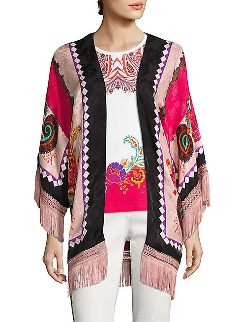 Etro - Fringed Silk Kimono Poncho