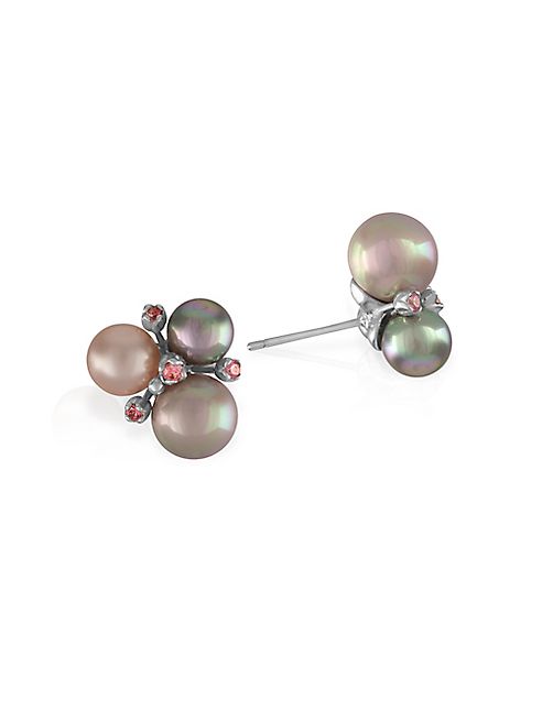 Majorica - 8/10/12MM Pearl & Sterling Silver Earrings