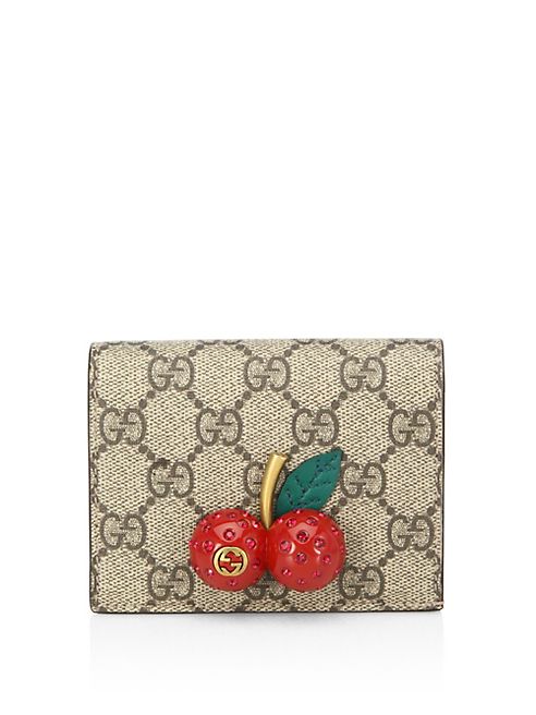 Gucci - Cherry-Embellished GG Supreme Canvas Wallet