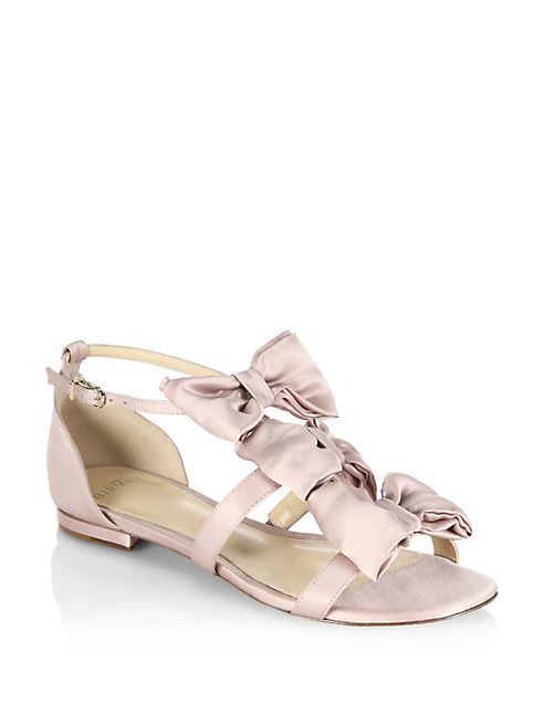 Alexandre Birman - Cori Triple Bow Satin Flat Sandals