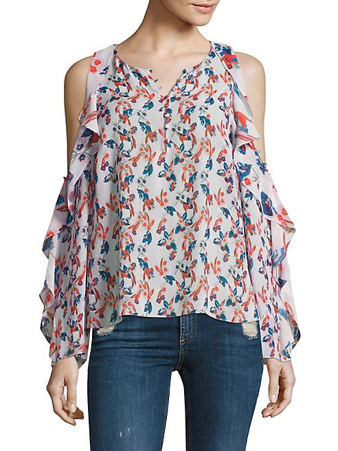 Tanya Taylor - Floral Ikat Gauge Corrine Silk Top