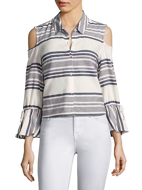 Splendid - Striped Cold-Shoulder Bell Sleeve Shirt