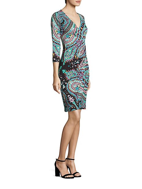 Etro - Paisley Jersey Faux-Wrap Dress