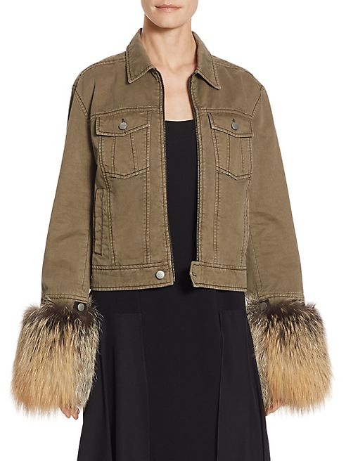 Cinq à Sept - Ameerah Fox Fur-Cuff Bomber Jacket