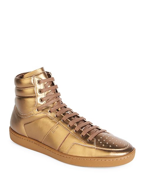 Saint Laurent - Perforated Hi-Top Sneakers