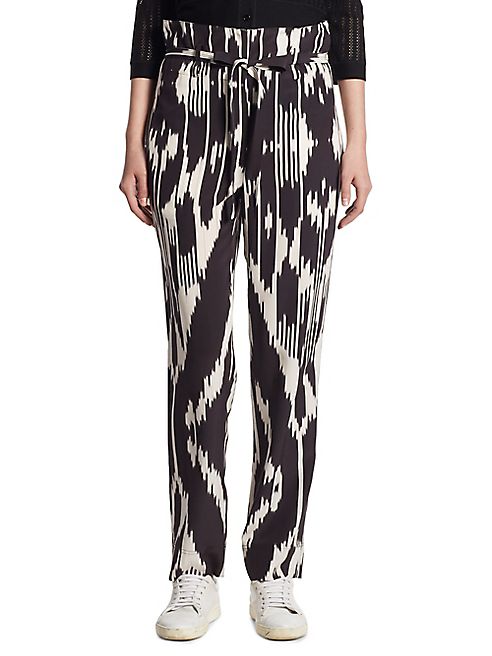 Theory - Gunilla Ikat Silk Straight-Leg Pants