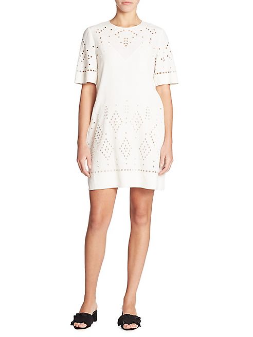 Theory - Idetteah Eyelet Crepe Shift Dress